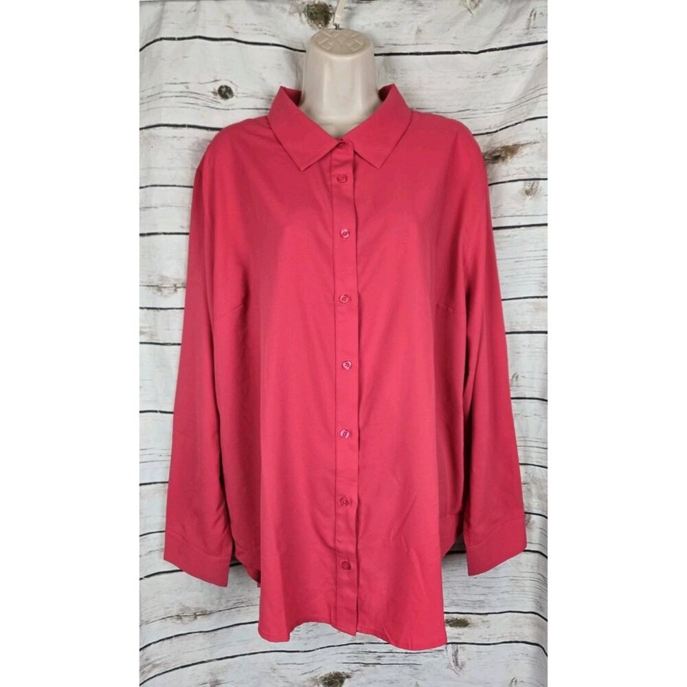 Coolibar Coral Red Top Jacket Womens XXL UPF 50+ Button Up Lightweight Long Slv